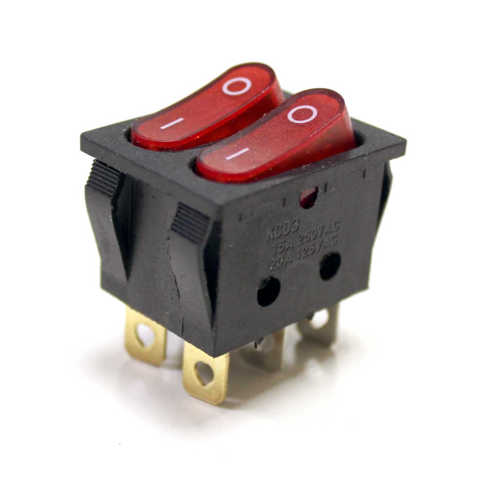 Переключатель с подсветкой 2 клав. IRS-2101 6pin 250V 16A on-off KCD4-2101N-C3 широкий